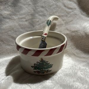 Christmas Spode  ramekin with spreader